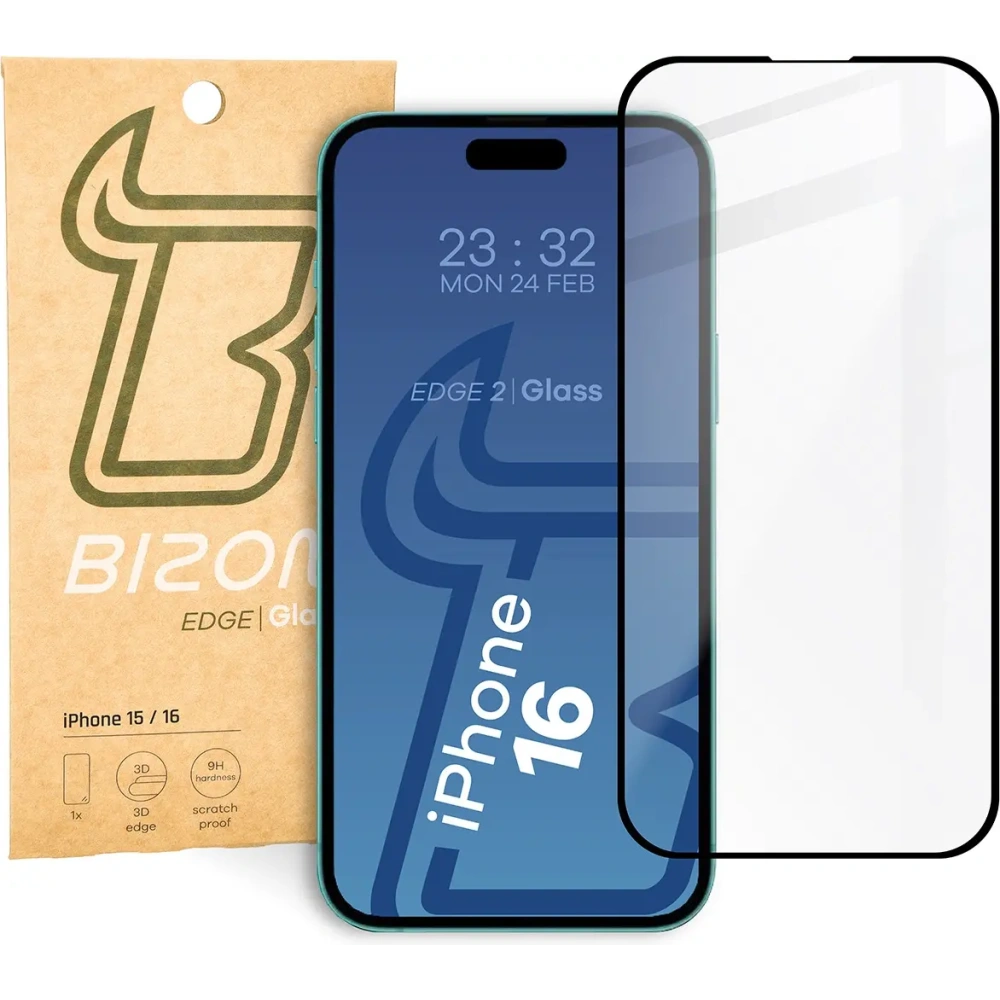 Hurtownia GSM - Bizon Glass Edge 2 Apple iPhone 15 / 16 fekete - BIZ3095 - {ean13} - Hurt