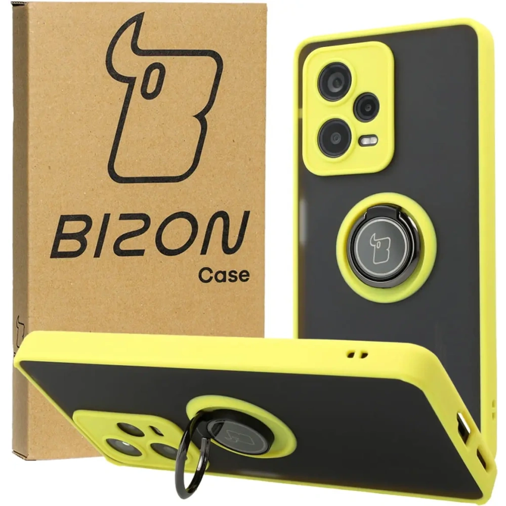 Hurtownia GSM - Bizon Case Hybrid Ring Xiaomi Redmi Note 12 Pro+ 5G füstös sárga kerettel - BIZ3112 - {ean13} - Hurt