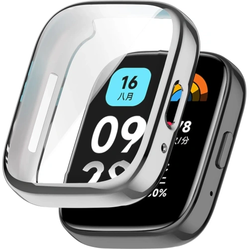 Etui z osłoną ekranu Bizon Case Watch Felipe do Xiaomi Redmi Watch 3 Active srebrne