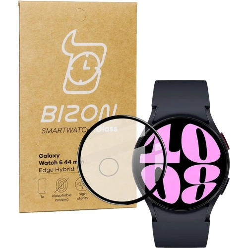 Szkło hybrydowe Bizon Glass Watch Edge Hybrid do Samsung Galaxy Watch 6 44mm czarne