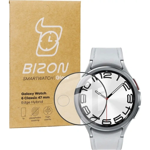 Szkło hybrydowe Bizon Glass Watch Edge Hybrid do Samsung Galaxy Watch 6 Classic 47 mm czarne