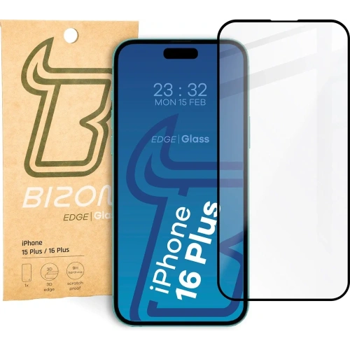 Szkło hartowane Bizon Glass Edge 2 do Apple iPhone 15 Plus / 16 Plus czarne