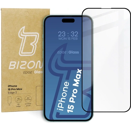 Szkło hartowane Bizon Glass Edge 2 do Apple iPhone 15 Pro Max czarne