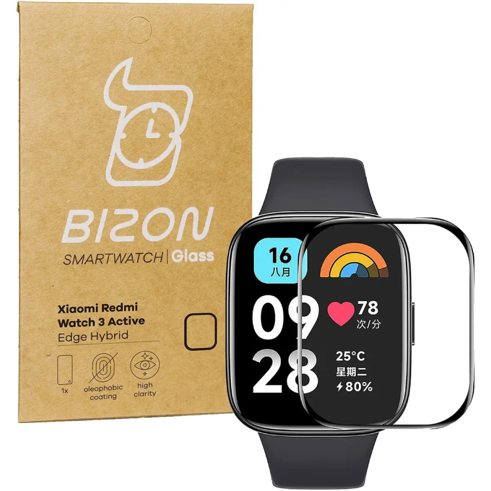 Hurtownia GSM - Szkło hybrydowe Bizon Glass Watch Edge Hybrid do Redmi Watch 3 Active czarne - BIZ3144 - {ean13} - Hurt