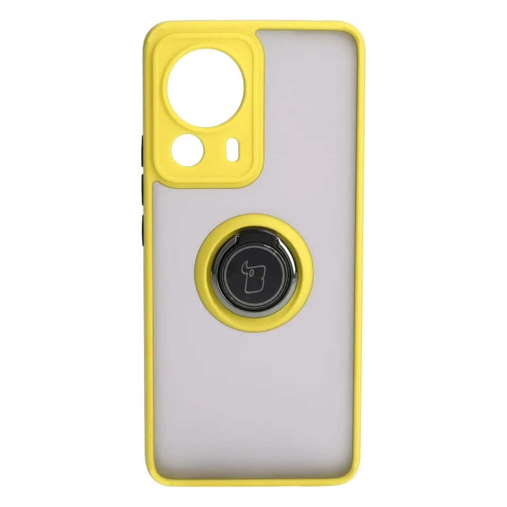 Hurtownia GSM - Etui z uchwytem na palec Bizon Case Hybrid Ring do Xiaomi 13 Lite przydymione z żółtą ramką - BIZ3158 - {ean13} - Hurt