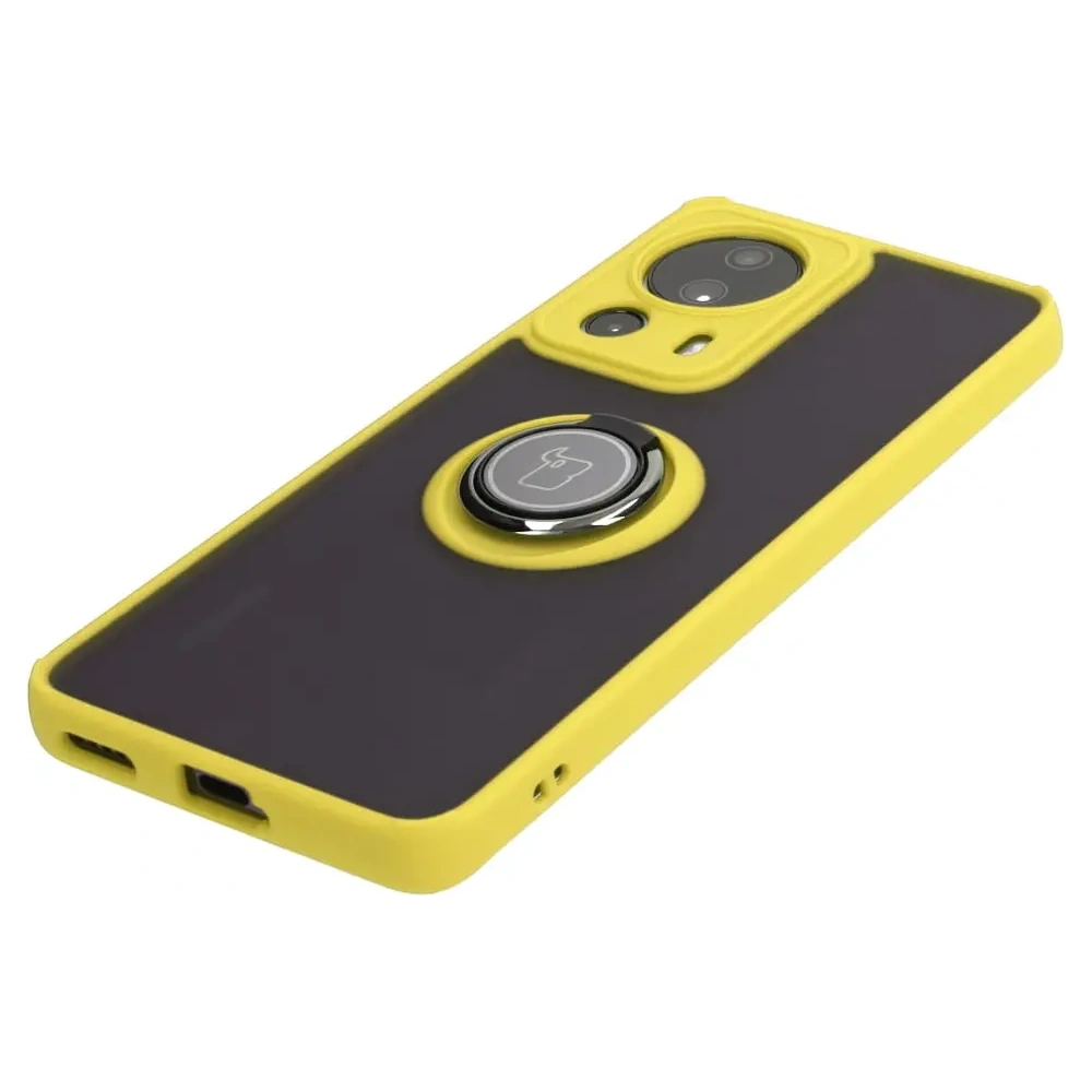 Hurtownia GSM - Etui z uchwytem na palec Bizon Case Hybrid Ring do Xiaomi 13 Lite przydymione z żółtą ramką - BIZ3158 - {ean13} - Hurt
