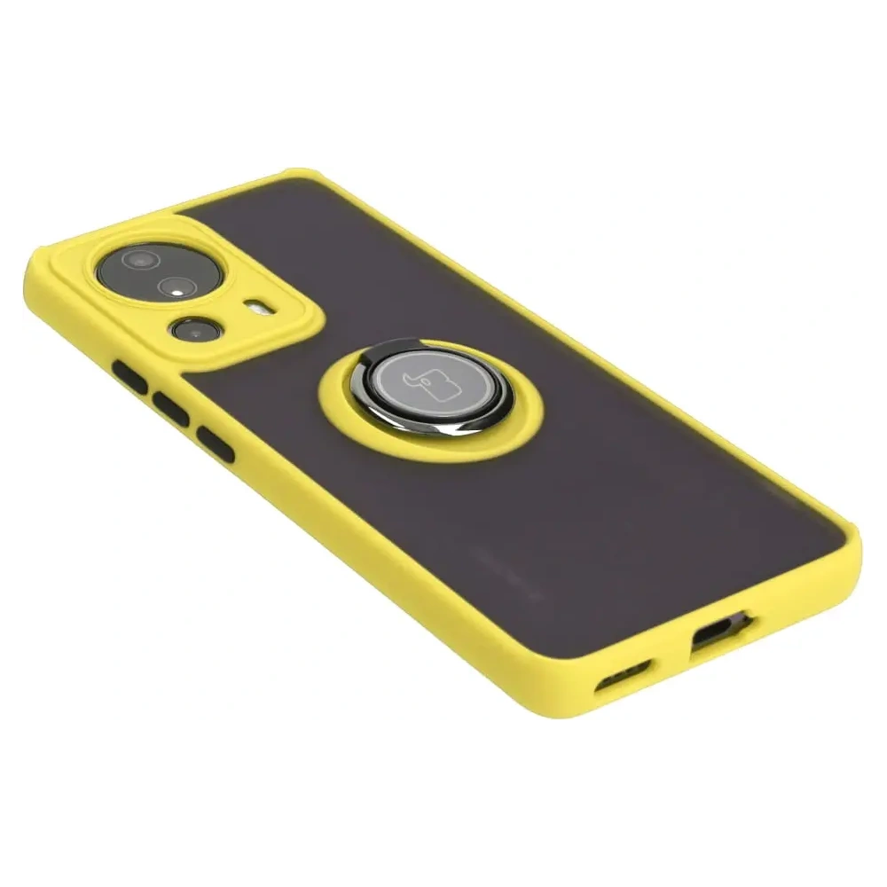 Hurtownia GSM - Etui z uchwytem na palec Bizon Case Hybrid Ring do Xiaomi 13 Lite przydymione z żółtą ramką - BIZ3158 - {ean13} - Hurt