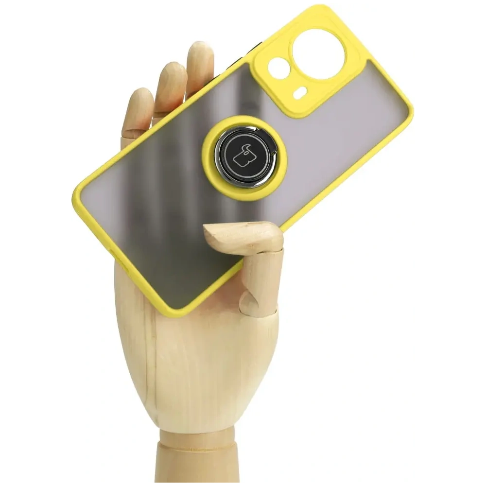 Wholesale Bizon Case Hybrid Ring Xiaomi 13 Lite smoky with a yellow frame - BIZ3158 - {ean13} - Hurt