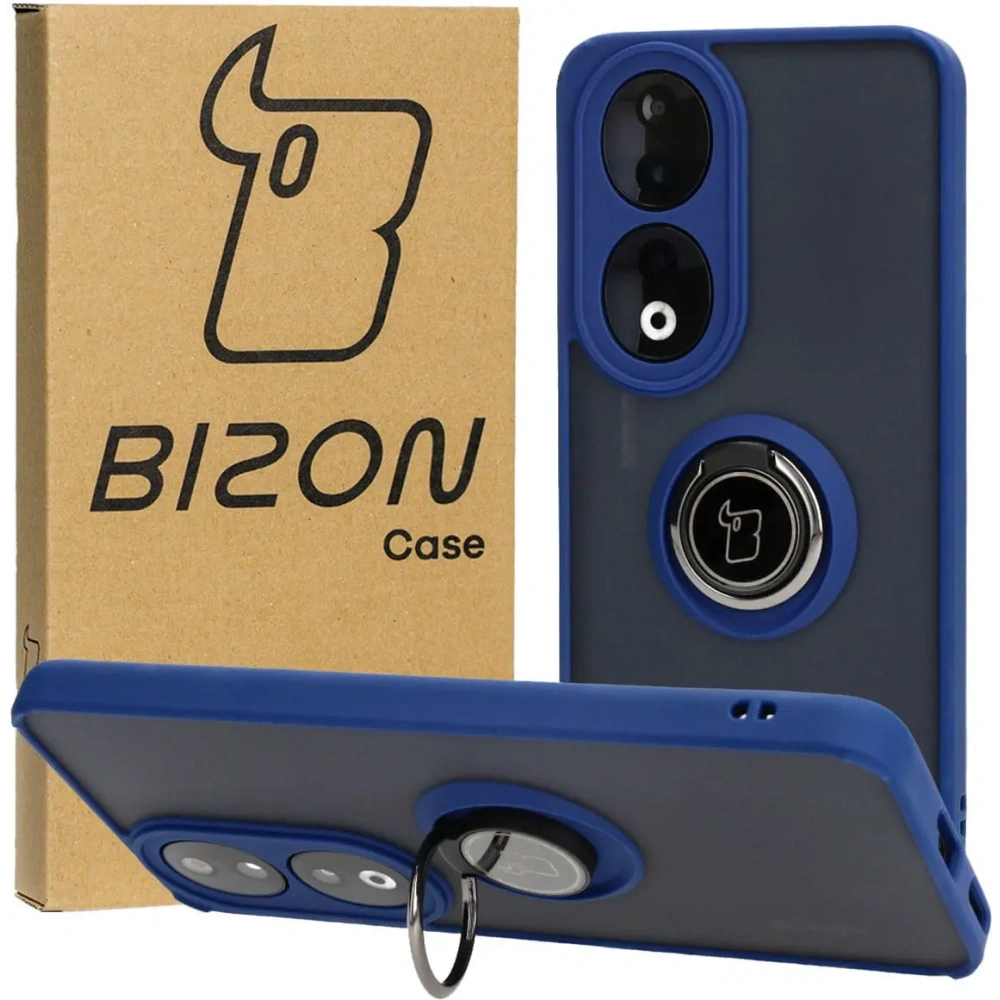 Hurtownia GSM - Etui s úchopem na prst Bizon Case Hybrid Ring pro Honor 90 kouřové s modrým rámečkem - BIZ3164 - {ean13} - Hurt