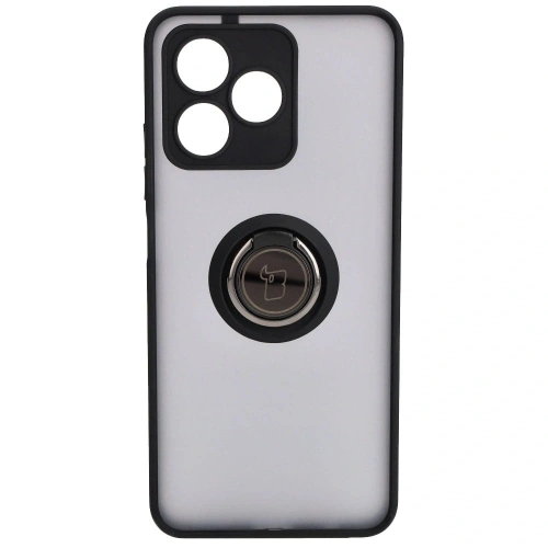 Etui z uchwytem na palec Bizon Case Hybrid Ring do Realme C53 / C51 przydymione z czarną ramką