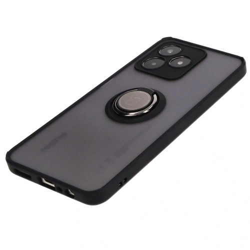 Etui z uchwytem na palec Bizon Case Hybrid Ring do Realme C53 / C51 przydymione z czarną ramką