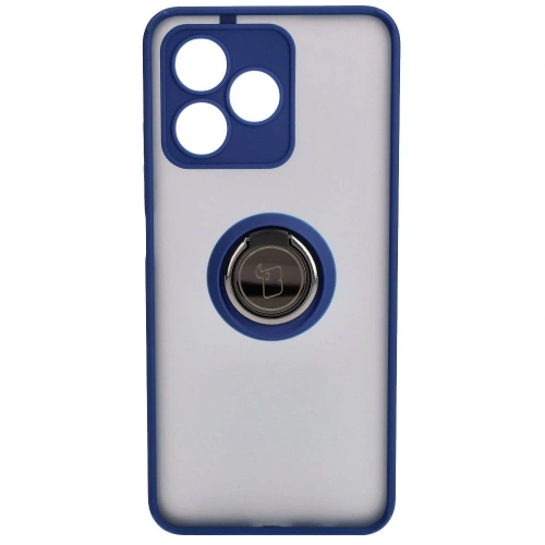 Etui z uchwytem na palec Bizon Case Hybrid Ring do Realme C53 / C51 przydymione z granatową ramką
