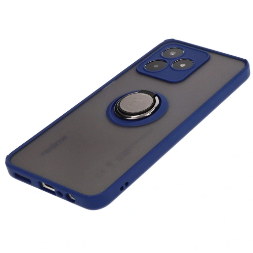 Etui z uchwytem na palec Bizon Case Hybrid Ring do Realme C53 / C51 przydymione z granatową ramką