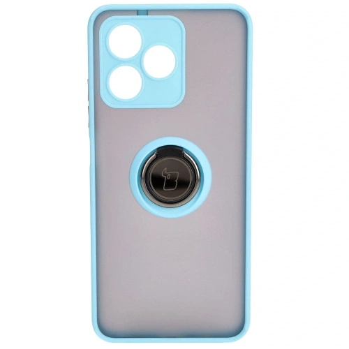 Etui z uchwytem na palec Bizon Case Hybrid Ring do Realme C53 / C51 przydymione z jasnoniebieską ramką