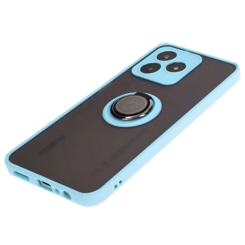 Etui z uchwytem na palec Bizon Case Hybrid Ring do Realme C53 / C51 przydymione z jasnoniebieską ramką