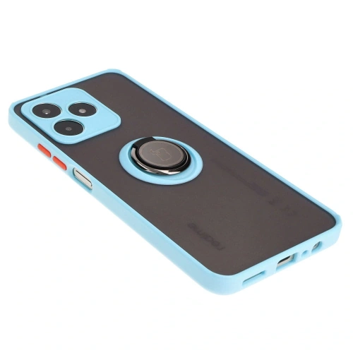 Etui z uchwytem na palec Bizon Case Hybrid Ring do Realme C53 / C51 przydymione z jasnoniebieską ramką
