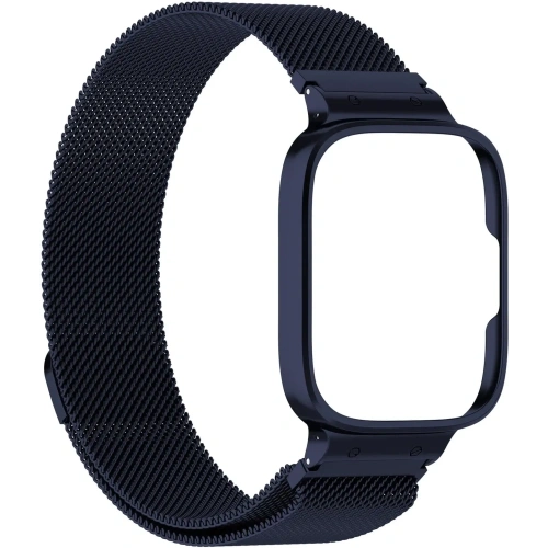 Etui z paskiem Bizon Strap + Case Watch Chain do Xiaomi Redmi Watch 3 Active granatowe