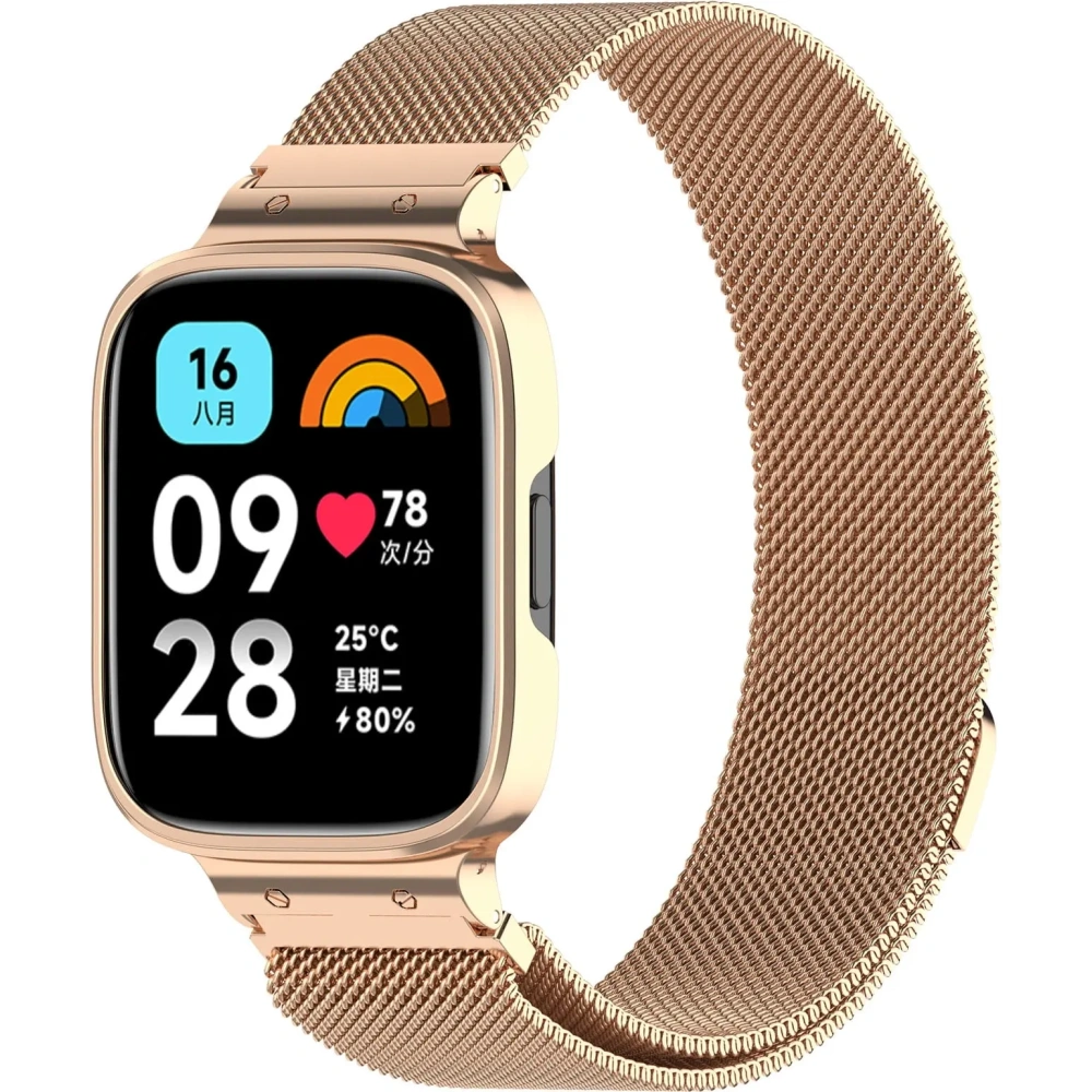 Hurtownia GSM - Etui z paskiem Bizon Strap + Case Watch Chain do Xiaomi Redmi Watch 3 Active różowozłote - BIZ3182 - {ean13} - Hurt