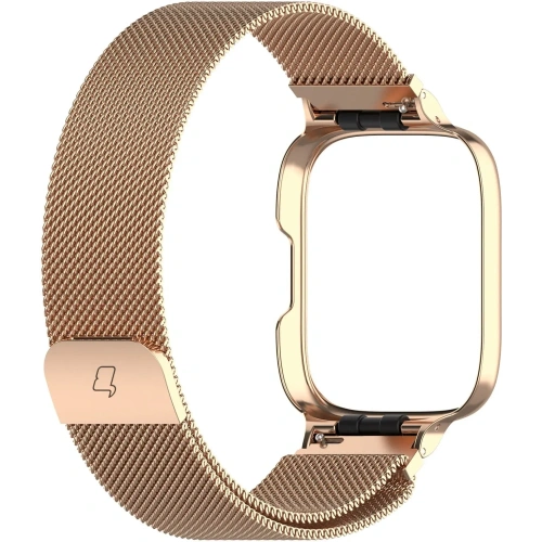 Etui z paskiem Bizon Strap + Case Watch Chain do Xiaomi Redmi Watch 3 Active różowozłote