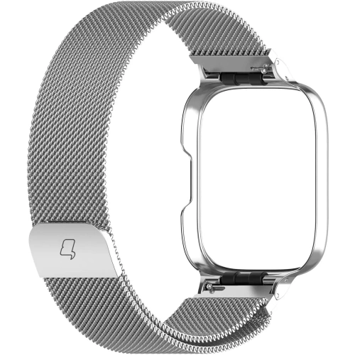 Etui z paskiem Bizon Strap + Case Watch Chain do Xiaomi Redmi Watch 3 Active srebrne