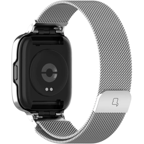 Etui z paskiem Bizon Strap + Case Watch Chain do Xiaomi Redmi Watch 3 Active srebrne