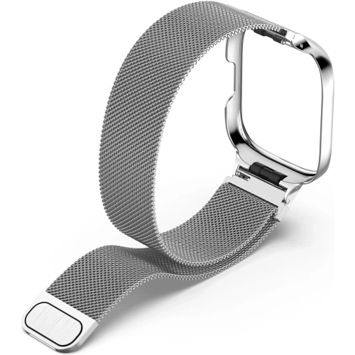 Etui z paskiem Bizon Strap + Case Watch Chain do Xiaomi Redmi Watch 3 Active srebrne