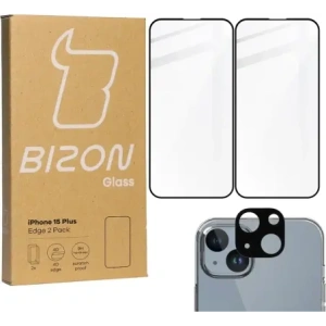 Wholesale BIZON Edge 2x screen glass + camera glass Apple iPhone 15 Plus - BIZ3195 - {ean13} - Hurt