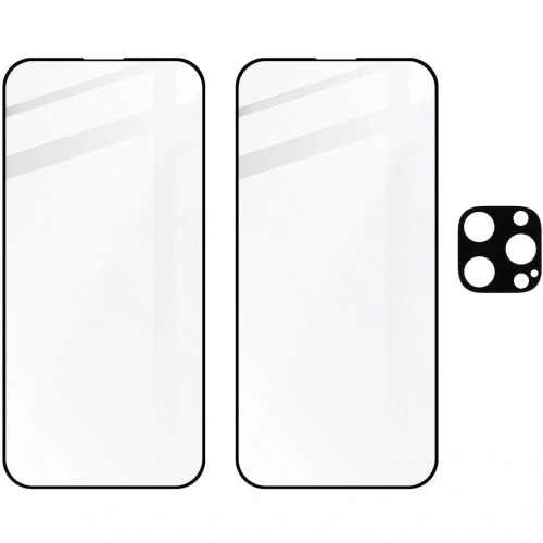 2x Szkło na ekran + szkło na aparat BIZON Edge do Apple iPhone 15 Pro Max