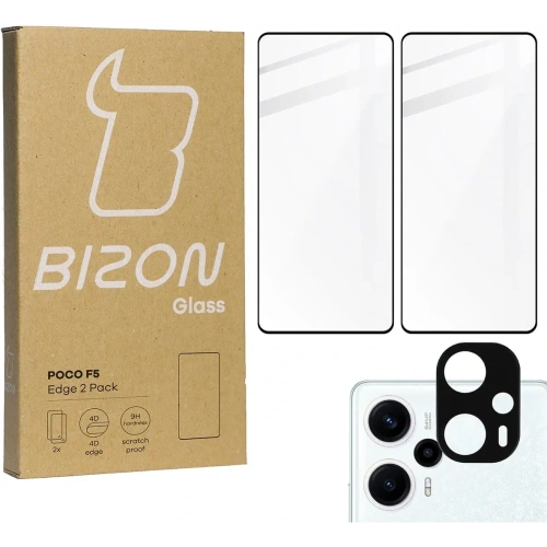2x Szkło na ekran + szkło na aparat BIZON Edge Pack do Xiaomi Poco F5