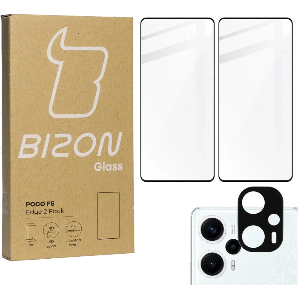 Hurtownia GSM - 2x Sklo na displej + sklo na fotoaparát BIZON Edge Pack pro Xiaomi Poco F5 - BIZ3199 - {ean13} - Hurt