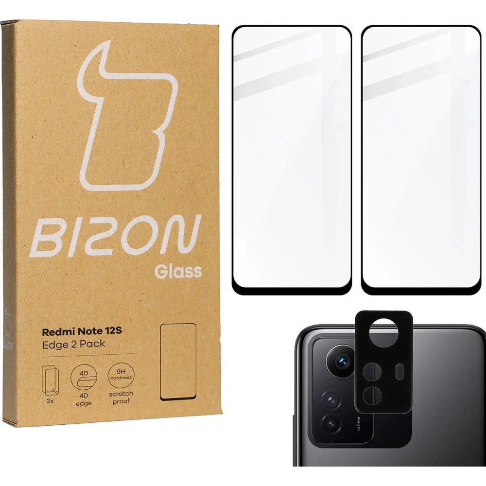 Hurtownia GSM - BIZON Edge 2x sticlă pentru ecran + sticlă pentru cameră Redmi Note 12S - BIZ3205 - {ean13} - Hurt