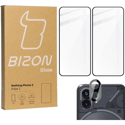 2x Szkło na ekran + szkło na aparat BIZON Edge do Nothing Phone 2
