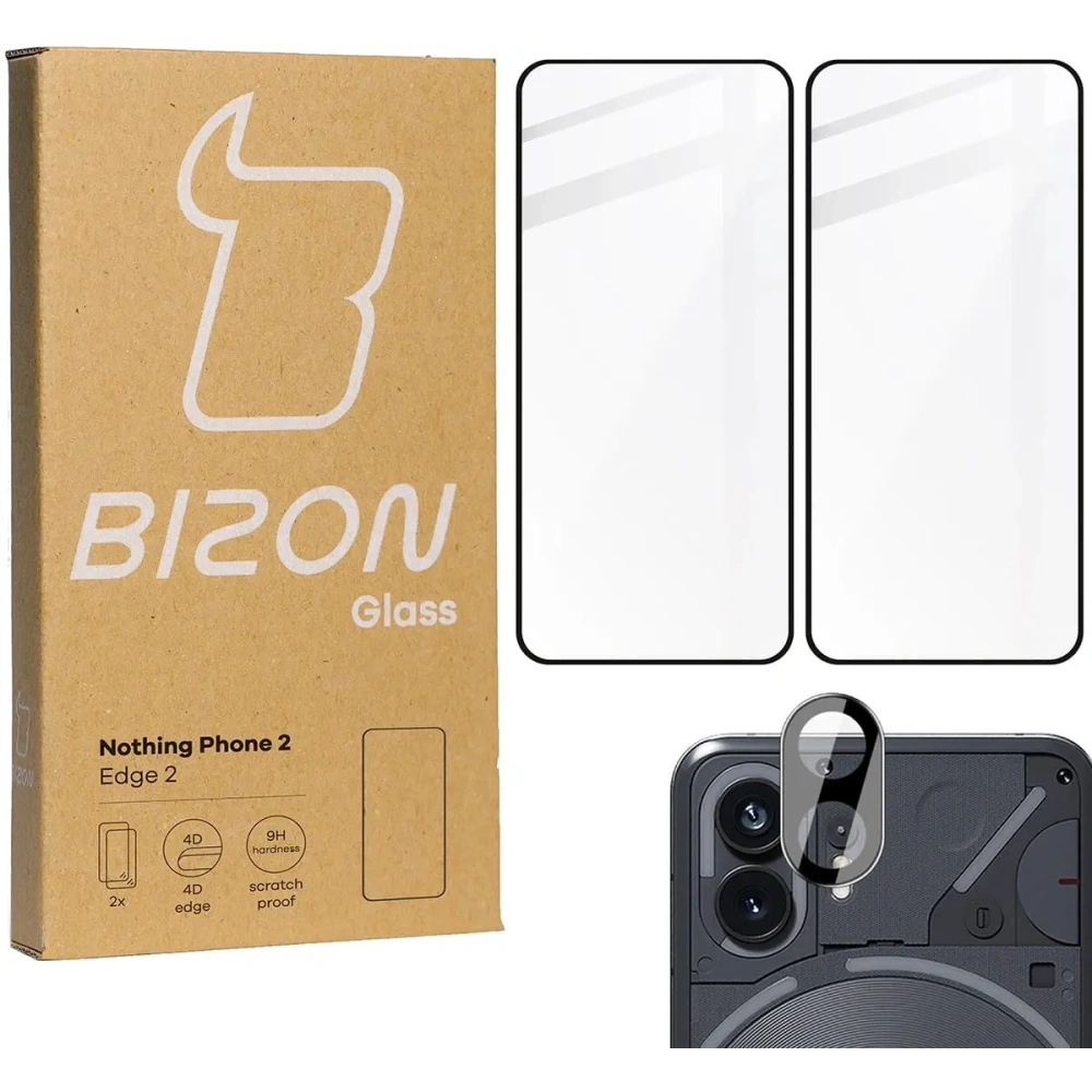 Hurtownia GSM - BIZON Edge 2x sticlă pentru ecran + sticlă pentru cameră Nothing Phone 2 - BIZ3207 - {ean13} - Hurt
