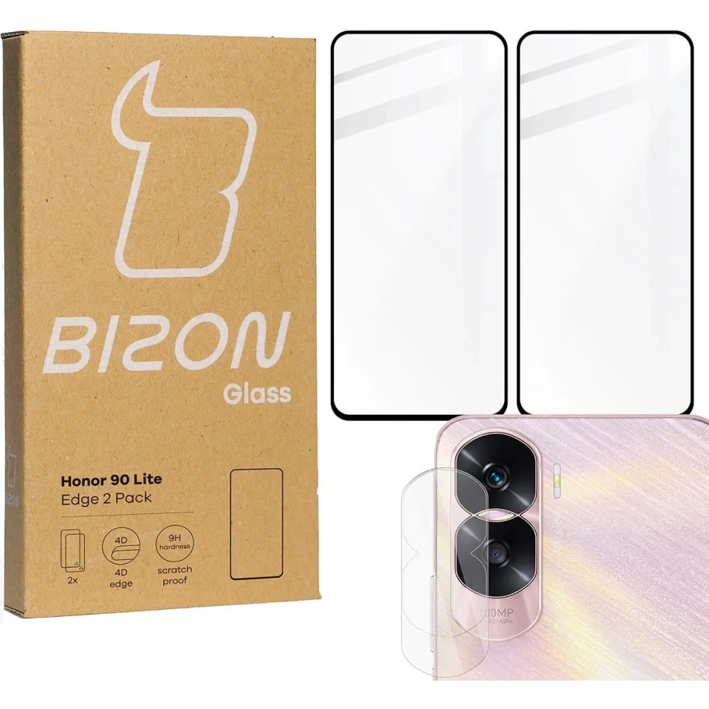 Hurtownia GSM - 2x Szkło na ekran + szkło na aparat BIZON Edge do Honor 90 Lite - BIZ3208 - {ean13} - Hurt