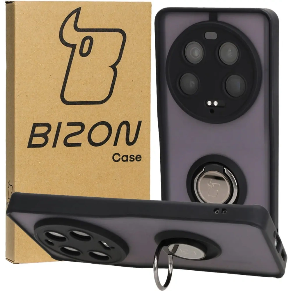 Hurtownia GSM - Etui z uchwytem na palec Bizon Case Hybrid Ring do Xiaomi 13 Ultra przydymione z czarną ramką - BIZ3219 - {ean13} - Hurt