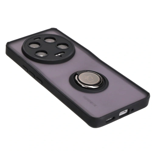 Etui z uchwytem na palec Bizon Case Hybrid Ring do Xiaomi 13 Ultra przydymione z czarną ramką