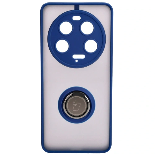 Etui z uchwytem na palec Bizon Case Hybrid Ring do Xiaomi 13 Ultra przydymione z granatową ramką