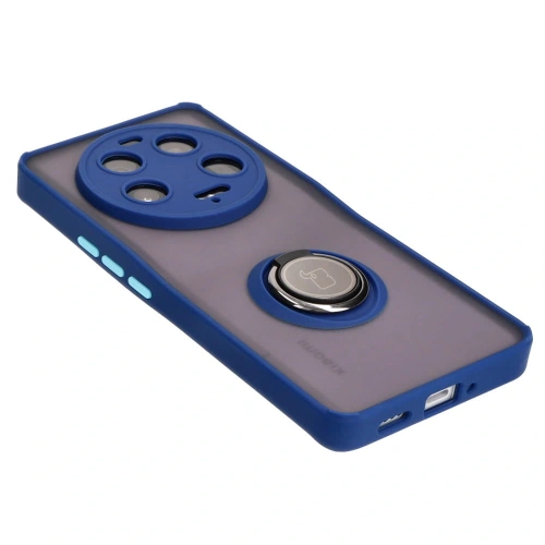 Etui z uchwytem na palec Bizon Case Hybrid Ring do Xiaomi 13 Ultra przydymione z granatową ramką