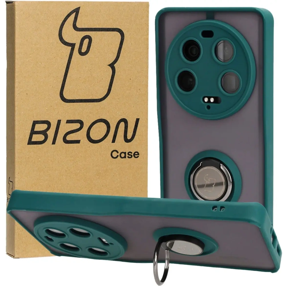 Hurtownia GSM - Bizon Case Hybrid Ring Xiaomi 13 Ultra fumuriu cu un cadru verde închis - BIZ3221 - {ean13} - Hurt