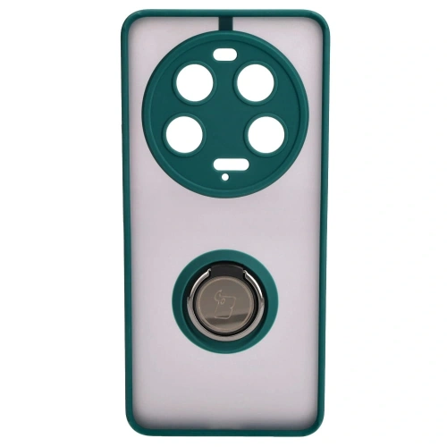 Etui z uchwytem na palec Bizon Case Hybrid Ring do Xiaomi 13 Ultra przydymione z ciemnozieloną ramką