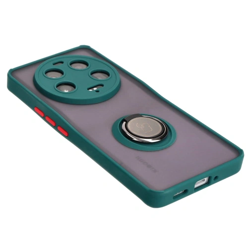 Etui z uchwytem na palec Bizon Case Hybrid Ring do Xiaomi 13 Ultra przydymione z ciemnozieloną ramką