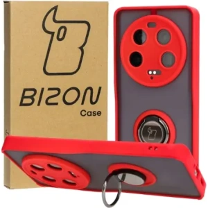 Hurtownia GSM - Etui z uchwytem na palec Bizon Case Hybrid Ring do Xiaomi 13 Ultra przydymione z czerwoną ramką - BIZ3223 - {ean13} - Hurt
