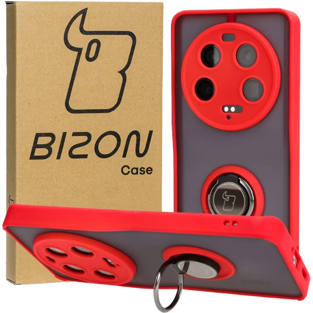 Hurtownia GSM - Bizon Case Hybrid Ring Xiaomi 13 Ultra fumuriu cu un cadru roșu - BIZ3223 - {ean13} - Hurt