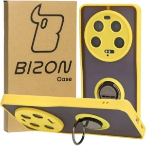 Hurtownia GSM - Etui z uchwytem na palec Bizon Case Hybrid Ring do Xiaomi 13 Ultra przydymione z żółtą ramką - BIZ3225 - {ean13} - Hurt