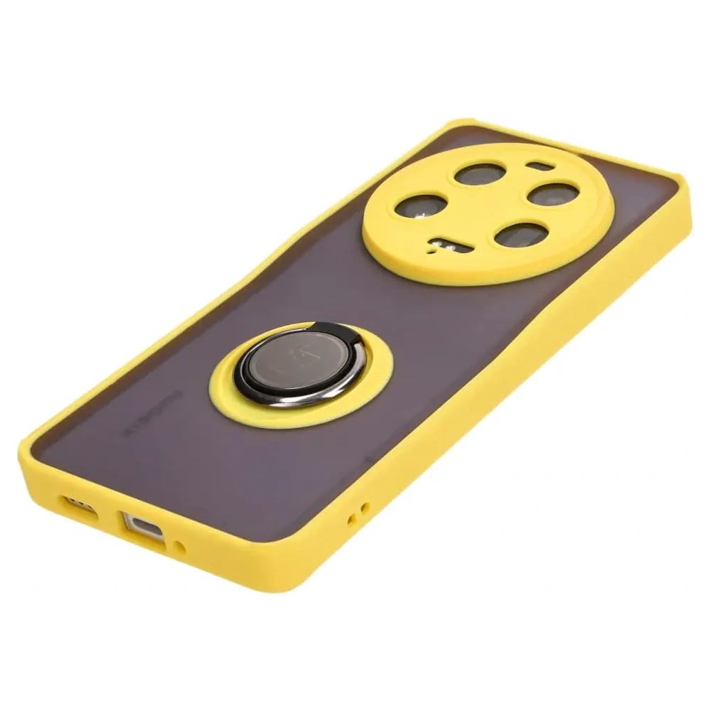 Wholesale Bizon Case Hybrid Ring Xiaomi 13 Ultra smoky with a yellow frame - BIZ3225 - {ean13} - Hurt