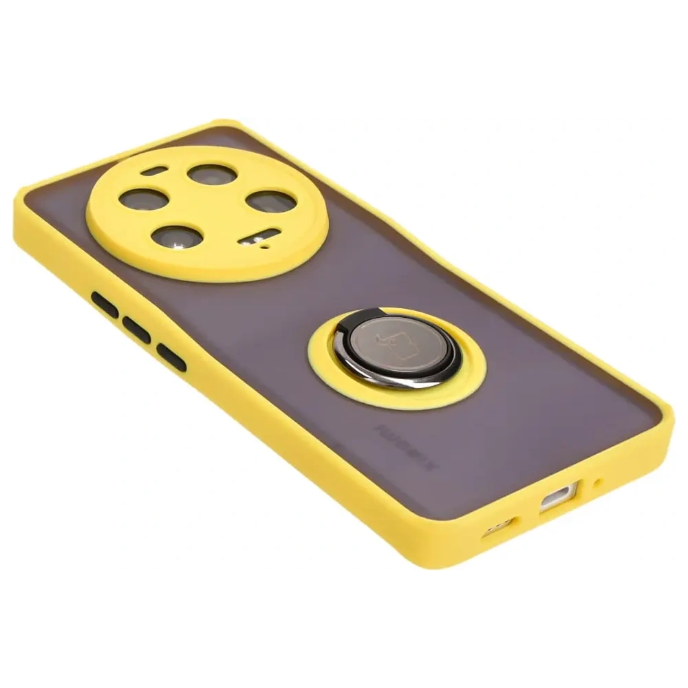 Wholesale Bizon Case Hybrid Ring Xiaomi 13 Ultra smoky with a yellow frame - BIZ3225 - {ean13} - Hurt