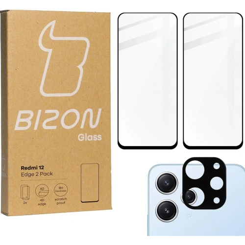 2x Szkło na ekran + szkło na aparat BIZON Edge do Xiaomi Redmi 12