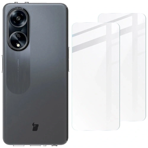 Etui + 2x szkło na ekran Bizon Case Clear Pack do Oppo A98 5G przezroczyste