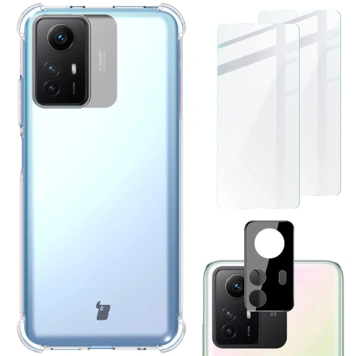 Etui + 2x szkło na ekran + obiektyw Bizon Case Clear Pack do Xiaomi Redmi Note 12S przezroczyste