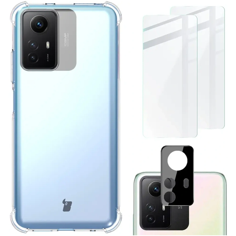 Hurtownia GSM - Bizon Case Clear Pack carcasă + 2x sticlă de ecran + sticlă de lentilă Xiaomi Redmi Note 12S transparentă - BIZ3268 - {ean13} - Hurt